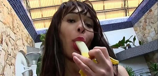  Sexy tgirl Esmeralda Brazil masturbates and lactates